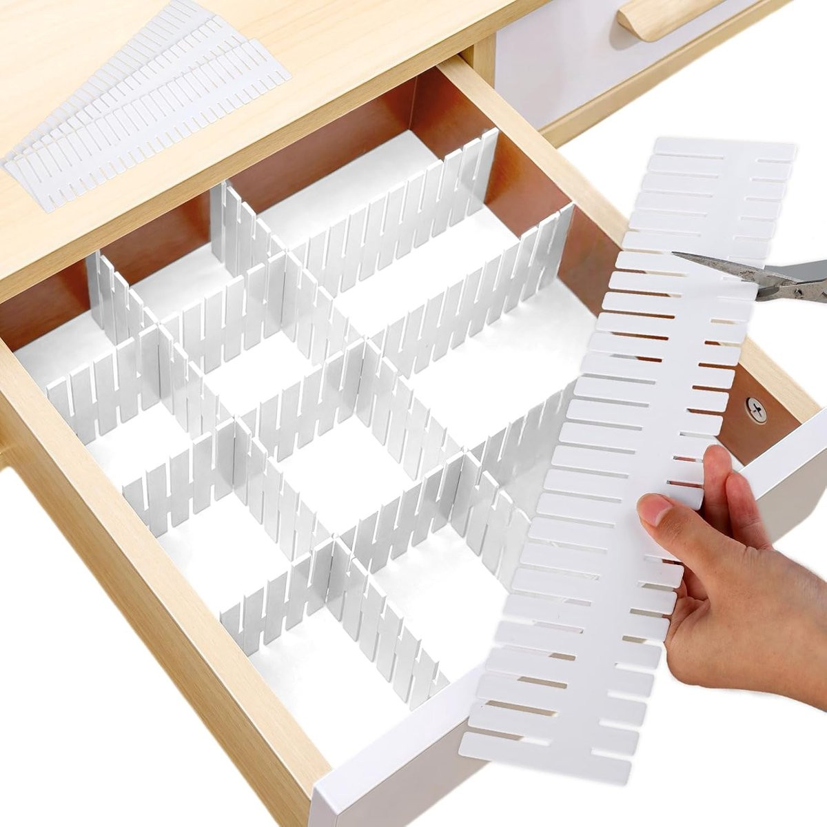 YAGXIG Ladeorganizer - 12 stuks verstelbare ladeverdelers - Wit