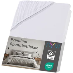 NYVI Spannbettlaken DreamScience Premium - Komfort Spannbetttuch, 190g/m2, Einlaufschutz, Bügelfrei, mit Gummizug Farbe:weiß;Größe:140x200 - 160x200 cm