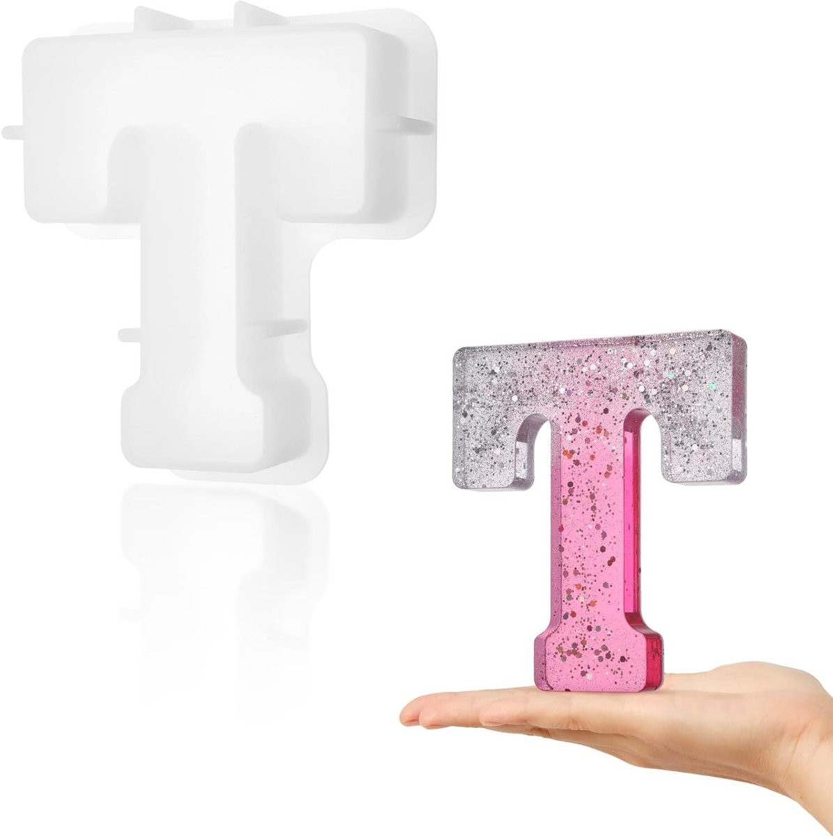 Alfabet Siliconen Mallen met Grote Letter Vormen en Steunbalken Ontwerp - Roze - 18 cm