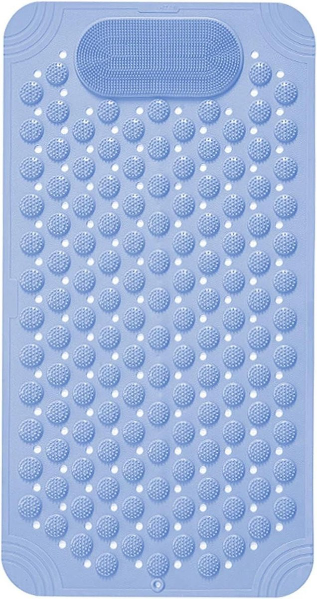 Blauwe antislip badmat met voetmassage, 70 x 35 cm