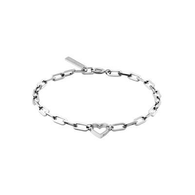 Armband LIEBESKIND BERLIN "Schmuck Geschenk Edelstahl Armkette Herz", silber (edelstahlfarben), Armbänder, Damen, 20cm, Edelstahl, Armband