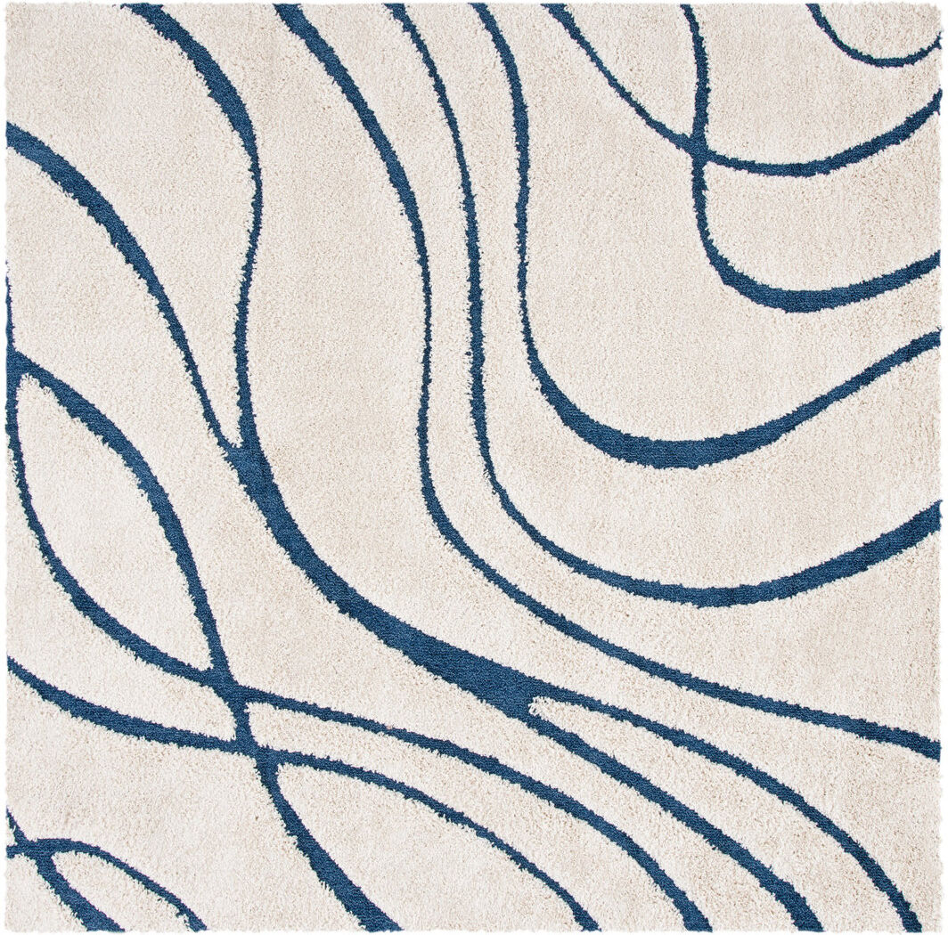 17 Stories Finzer Shag Cream/Blue Square 122 cm