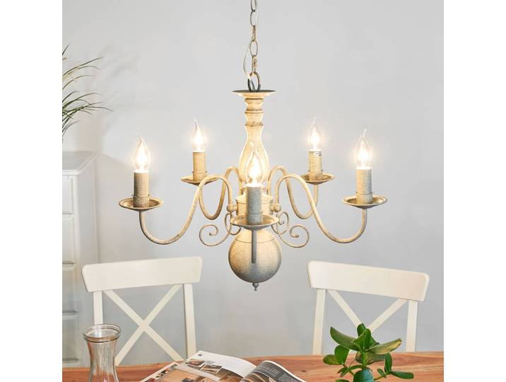 Searchlight Kronleuchter Greythorne, dimmbar, alu / grau / zink, für Wohn- / Esszimmer, Metall, Landhaus / Rustikal, Kronleuchter