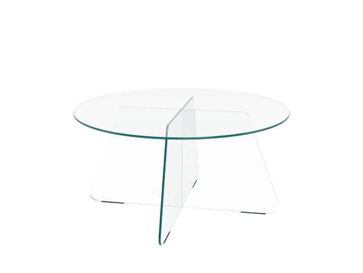 Table basse ronde d80 en verre transparent