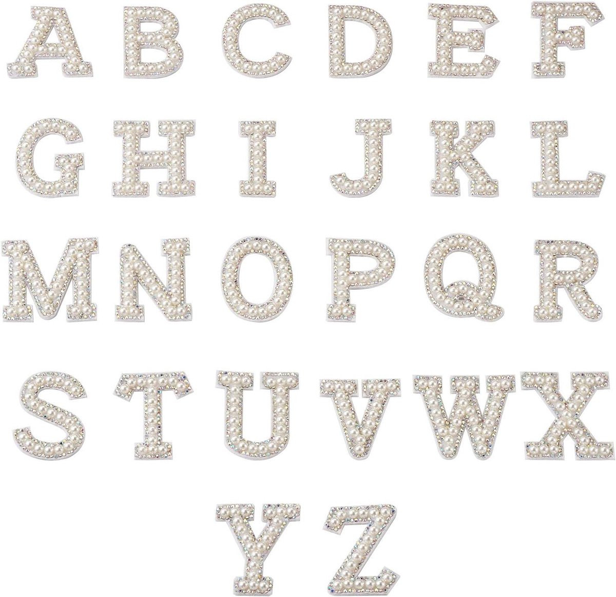 Wit Letters Stof Applicaties voor Kleding Repareren en 3D Borduur Ontwerp
