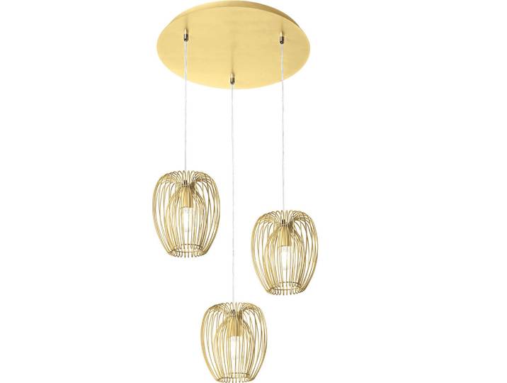 Fabas Luce Pendelleuchte Camp, Goldbraun, Metall, 200 cm, ISO 9001, höhenverstellbar, Lampen & Leuchten, Innenbeleuchtung, Hängeleuchten, Pendelleuchten