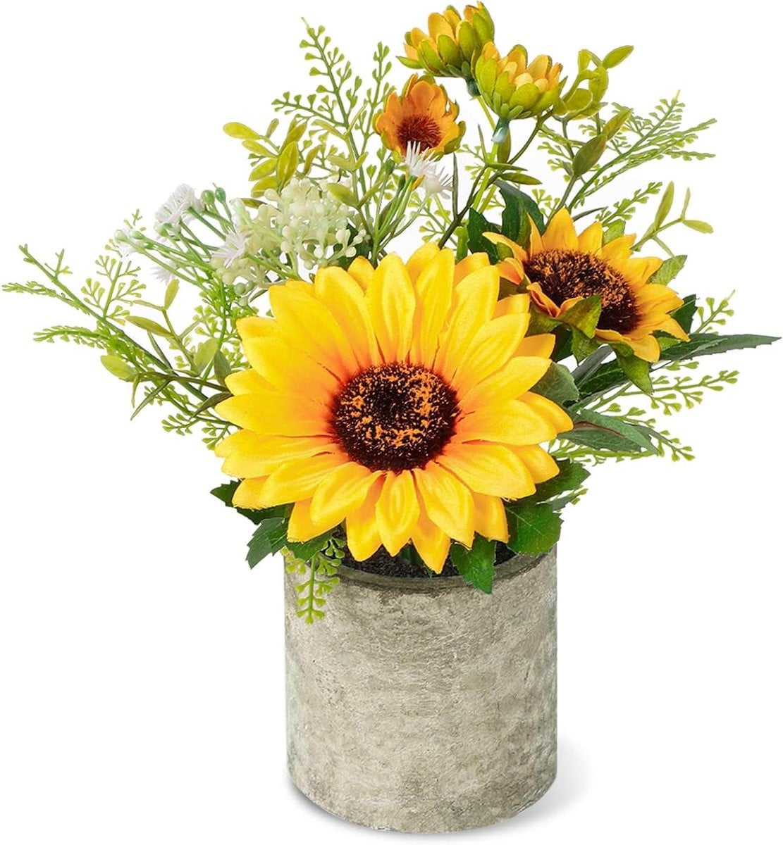 Kunstbloem Zonnebloem in Pot - Geel - Hoogte: 21 cm