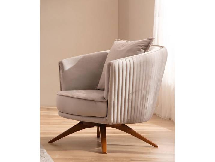 JVmoebel Sessel Beiger Luxus-Einsitzer mit Textilbezug und Holzfüßen (1-St., Sessel), Made in Europa