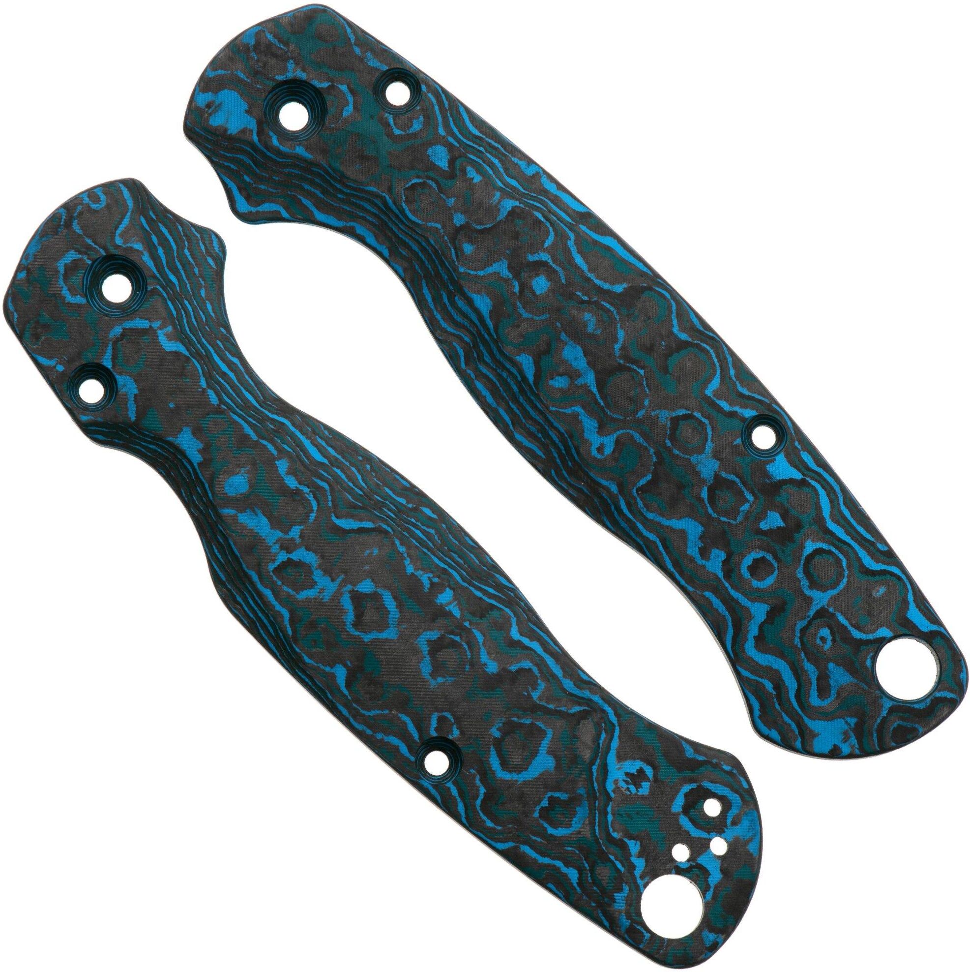 Flytanium Spyderco Paramilitary 2 Lotus Scales FLY1360AS Arctic Storm Carbon Fiber, guancette