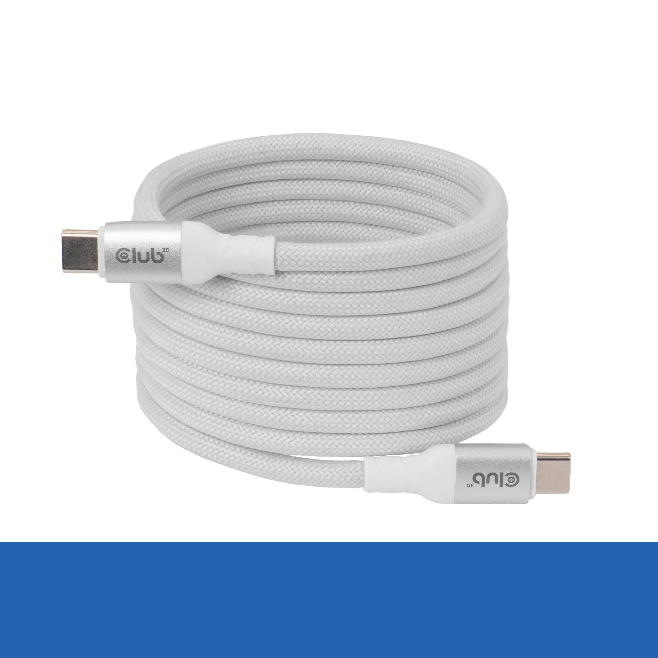 Club 3D CAC-3032 USB-C Magnetisches Kabel 240W PD3.1 2m weiß