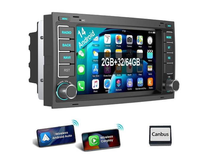 ESSGOO Für VW T5 Multivan Transporter Touareg Autoradio Android 15 Autoradio (RDS, Digitalradio (DAB), FM)