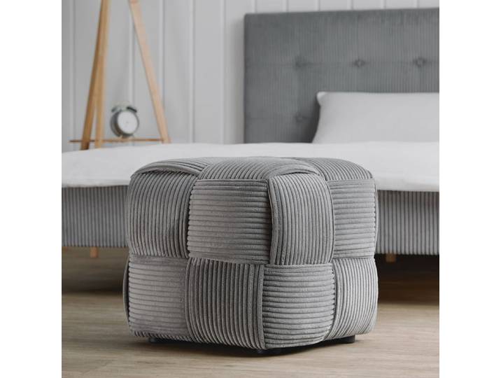 Pouf Tabouret rembourré Tissu Cordon Gris Pouf Salon Repose Pieds Siège Pouf carré Repose Jambes