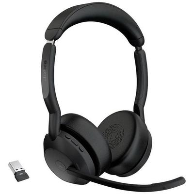 Jabra Evolve2 55 MS Stereo On Ear Headset Bluetooth® Stereo Schwarz Noise Cancelling, Mikrofon-Rauschunterdrückung Headset -
