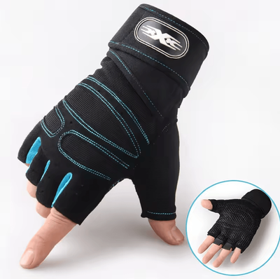 Inspire Curations PowerGrip Pro Gym Gloves Shockproof Weight Lifting Gloves With Wrist Support light Blue m