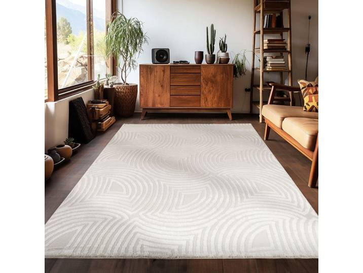 Carpetsale24 Tapis de salon bohème design 120x170 cm Blanc uni moderne à poils courts Tapis moelleux pour chambre
