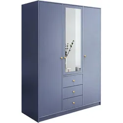DREHTÜRENSCHRANK GALIO 149/200/57,5 cm 3-türig mit Spiegel Blau