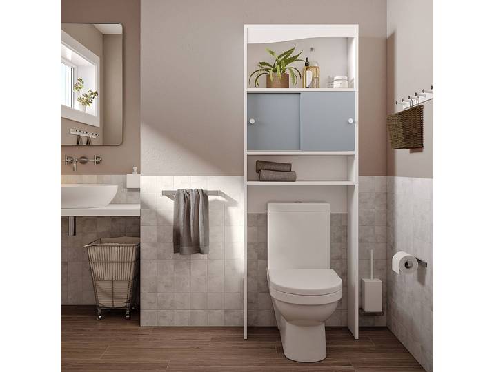 Étagère de salle de bain Wave 64 x 177 x 19cm Blanc/Blanc/Gris