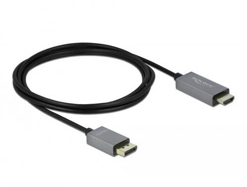 Delock DisplayPort / HDMI Anschlusskabel DisplayPort Stecker, HDMI-A Stecker 2m Schwarz, Grau 85929 vergoldete Steckkontakte, 4K