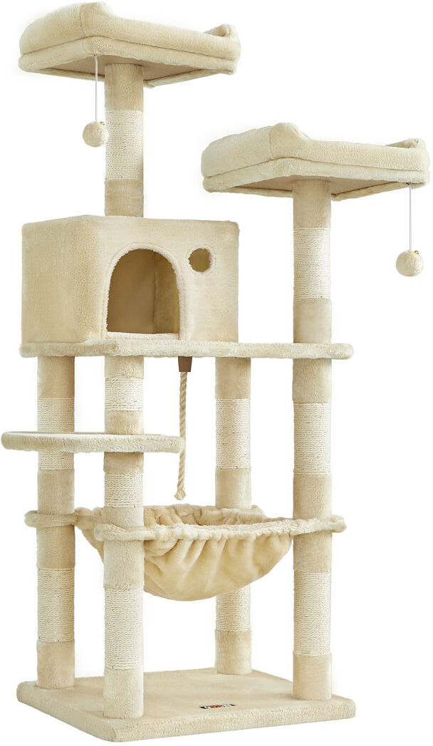 FEANDREA 143 cm H Cat Tree Beige 143cm H X 55cm W X 45cm D