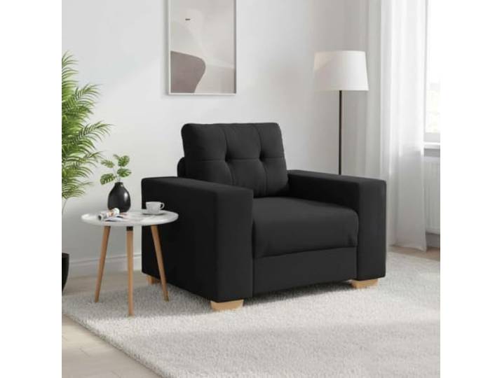 HEFZGDB Sessel Schwarz 60 cm Stoff Sofasessel Relaxsofa mit Polyestergewebe gepolsterten Schaumstoffsitzen und stabilen Metallgestell für Wohnzimmer Schlafzimmer Entspannung Komfort