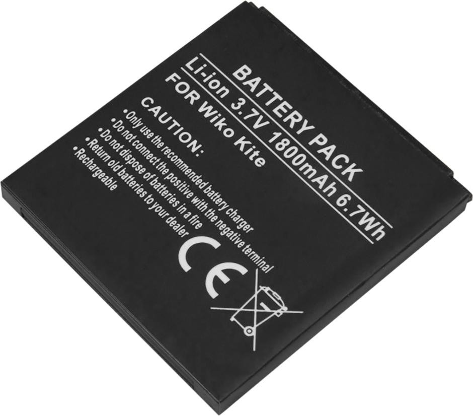 Avizar vervangende Li-Ion batterij 3.7V 1800mAh voor de Wiko Kite smartphone, zwart