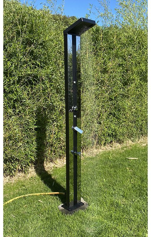 Azialo Douche solaire Anais deluxe 38L avec rince pieds et brumisateur - Noir Or