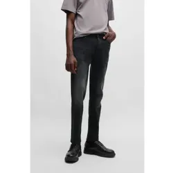 BOSS für Herren. 50517492 Tapered Fit Jeans aus tiefschwarzem Stretch-Denim (36/34), Lässig, Bio-Baumwolle, Nachhaltig