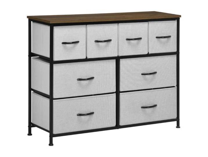 Commode 8 tiroirs SENNA noire et grise