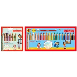 Stabilo, Malstifte, woody 3 in 1 Buntstift mit Spitzer und Pinsel (18x)