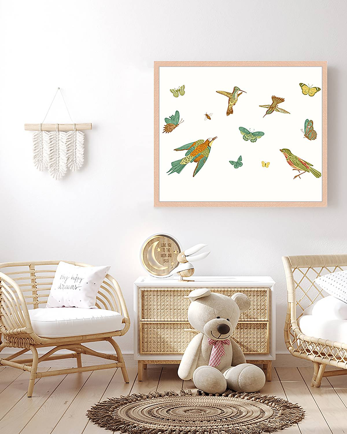 home24 Afbeelding Exotic Plants and Birds, Meerdere Kleuren, 53 x 63 cm