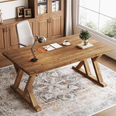Bluebell "63"" Solid Wood Executive Computer Desk for Home Office with X Shaped Legs"
