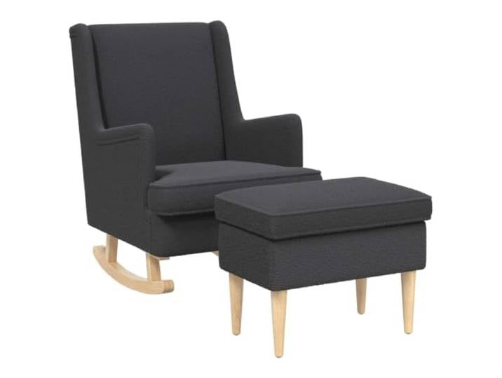 KTHLBRH Sessel mit Ottomane 2 Stück dunkelgrau Bouclé Weiches Bouclé mit Metallrahmen, herausnehmbares Kissen, modernes Design, Verwendung im Innenbereich
