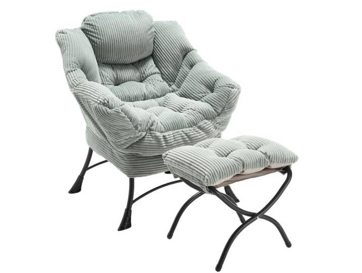 Fauteuil Salon Moderne avec Repose-Pieds Fauteuil Relax avec Accoudoirs et Poche Latérale Fauteuil Chambre Confortable pour Lecture