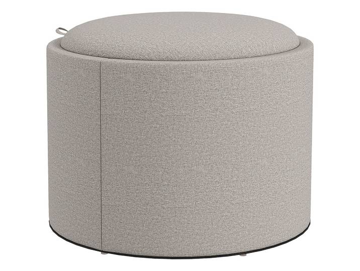 SITZHOCKER mit Stauraum, Runder Hocker mit Klappdeckel Polsterhocker Hellgrau