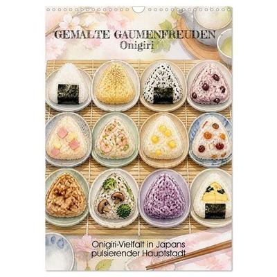 GEMALTE GAUMENFREUDEN - Onigiri (Wandkalender 2027 DIN A3 hoch), CALVENDO Monatskalender