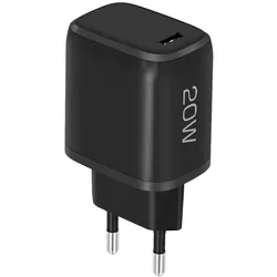 USB Type-C 20 Watt Reise-Schnell-Ladegerät mit TÜV / GS schwarz