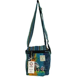 Hemp Embroidery Mushroom Party Bag - Green Mushrooms