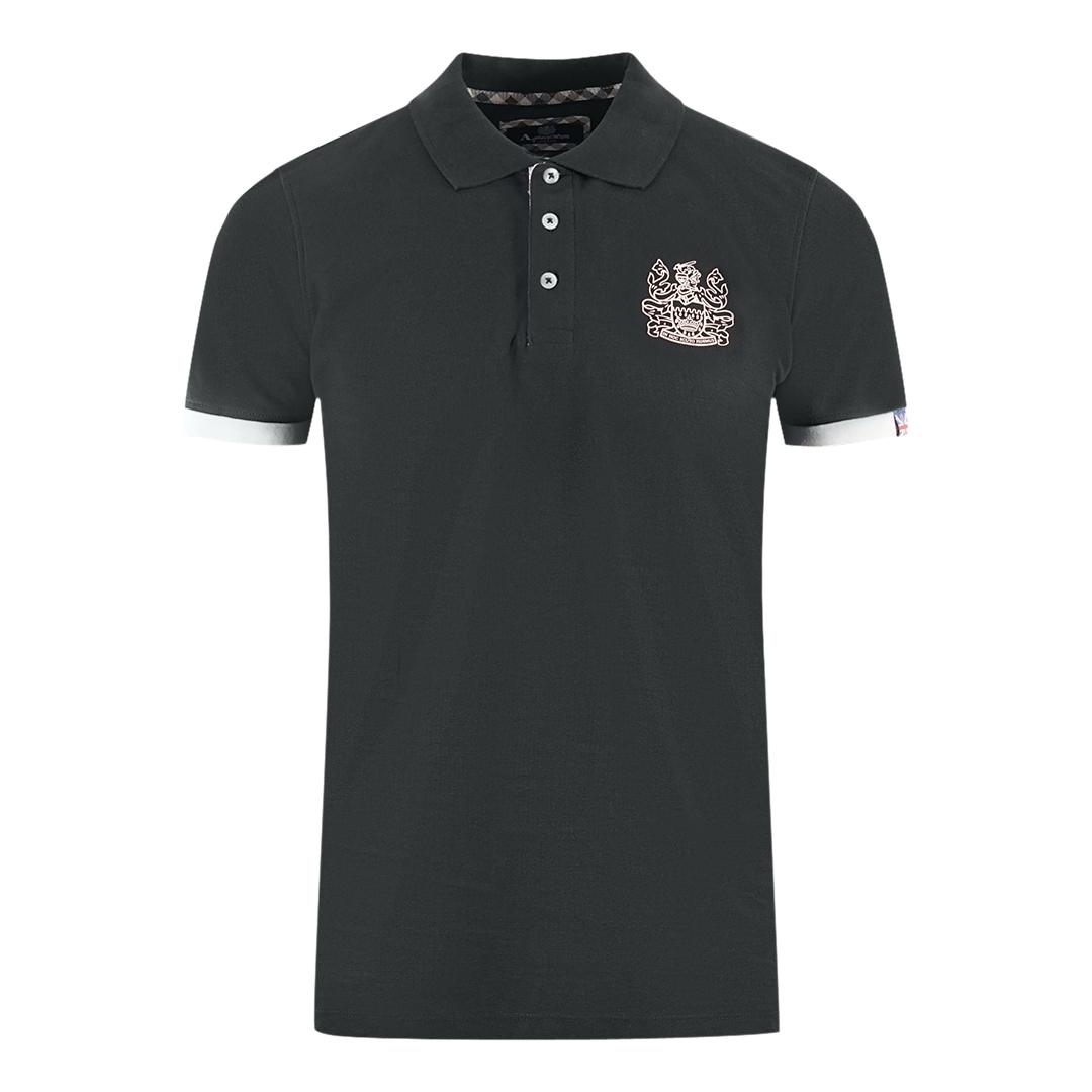 Aquascutum Schwarzes Polohemd mit Marken-Kragen