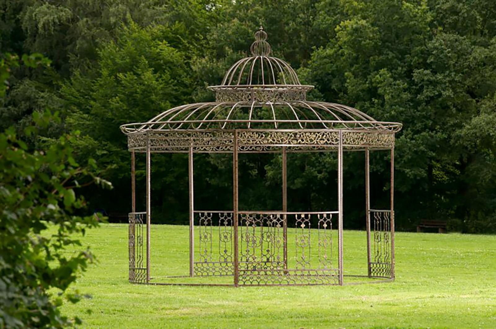 Pavillon ELIN Antik rund - 370x370x350cm, Metall, Bronze | Gartenpavillon Romantik Zierpavillon Gartendeko