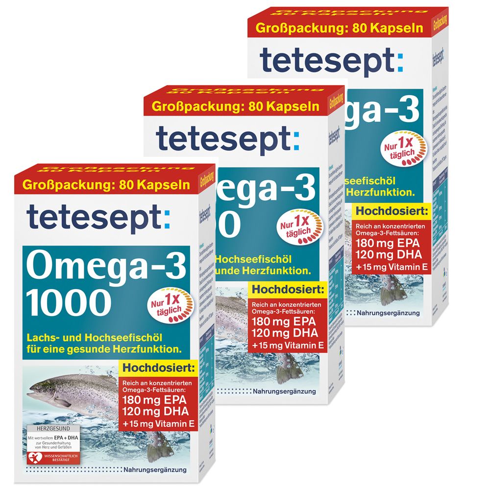 tetesept Omega-3 1000 x3 3x80 St Kapseln