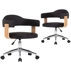 vidaXL Esszimmerstühle 2 Stk. Drehbar Schwarz Kunstleder