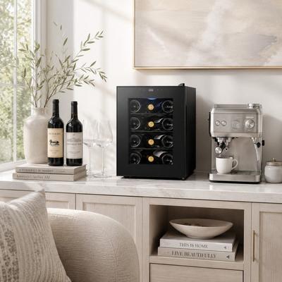 Yeego 13.6 inch 12-Bottle Thermoelectric Wine Cooler Refrigerator with Digital Temperature Control