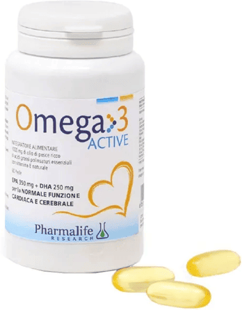 Pharmalife research Omega 3 Active Integratore per Funzione Cardiaca e Cerebrale 60 Perle