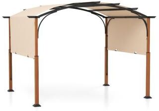 Costway 10 x 12 FT Outdoor Retractable Pergola with Retractable Canopy for Patio-Beige