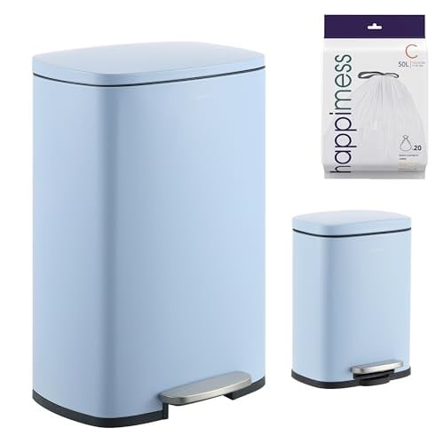happimess HPM1006H Connor rechthoekige prullenbak met softclose deksel en gratis mini-prullenbak, vingerafdrukbestendig, modern en minimalistisch