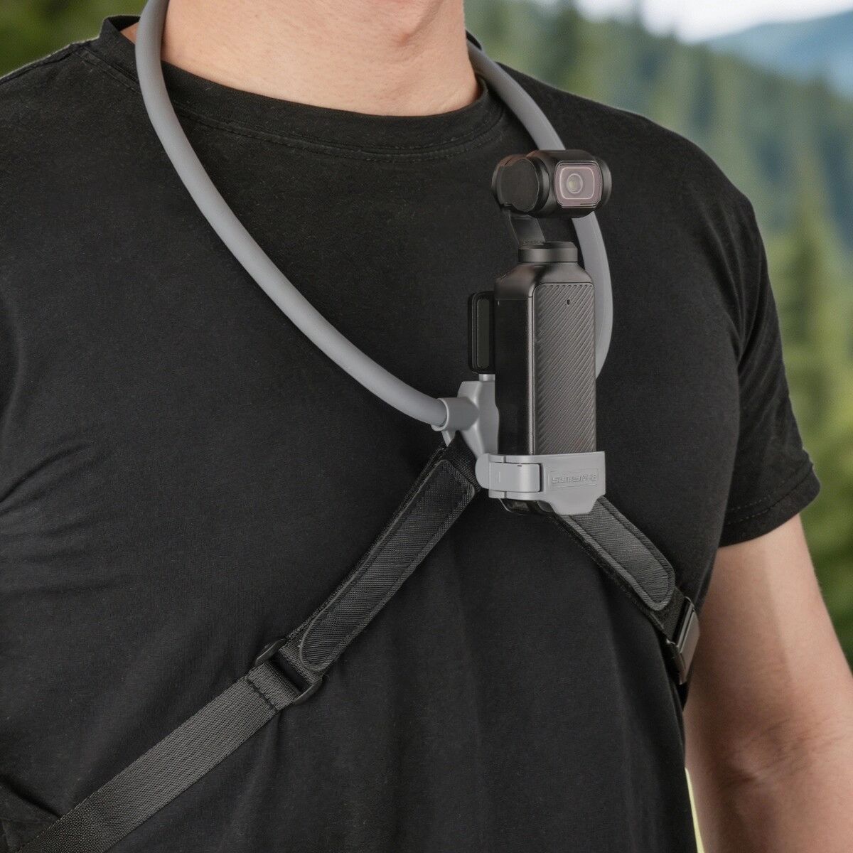INF Verstellbare Nackenhalterung kompatibel mit Pocket 4/3 – Ergonomische silikongepolsterte POV-Halterung mit One-Touch Grau