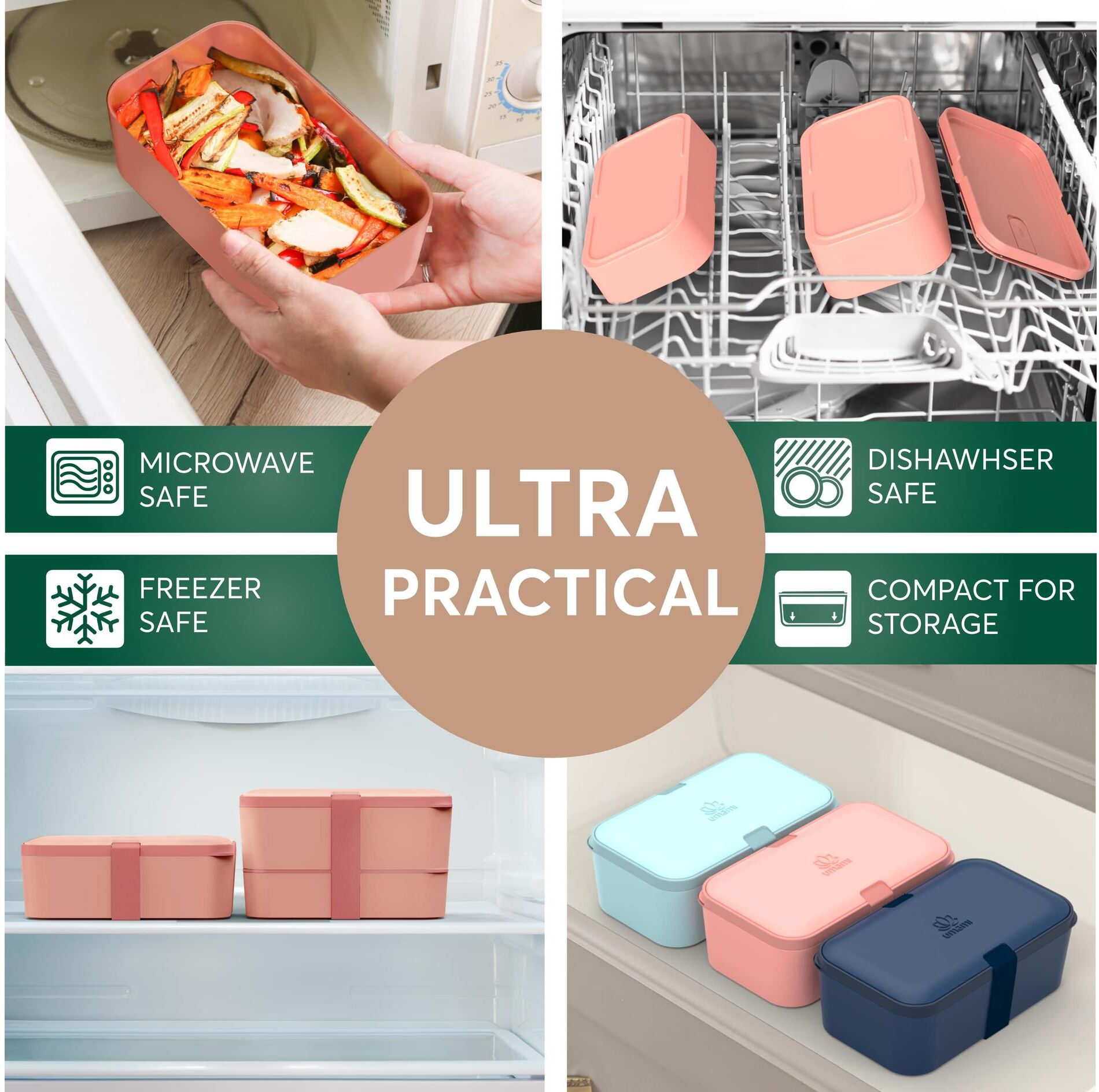 Lunchbox "Umami Nestable", rosa, Lebensmittelaufbewahrungsbehälter, Lunchbox rosa Einheitsgröße