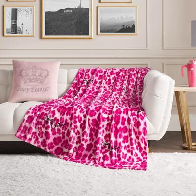 "Juicy Couture Regent Leopard 50"" x 70"" Plush Throw"