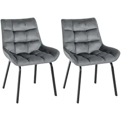 CLP 2er Set Stuhl Saranda Samt   Farbe: dunkelgrau, Material: Samt