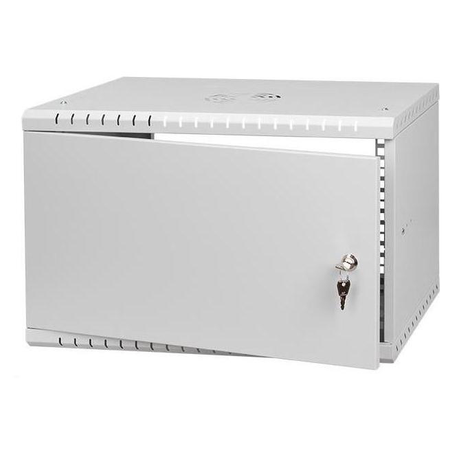 LEXI-Net 19" nástěnný rozvaděč Basic 6U 520x350, plechové dveře, bez zad, rozložený, šedý (6 HE, 19 Zoll Rack) (LX19-6U-350MG)